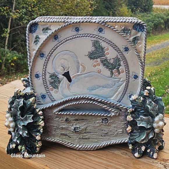 SOLD - Innovation Royal Serenity Vintage Swan and Floral Coasters & Mirror - Picture 3 of 16
